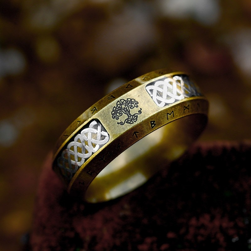 Ring Yggdrasil Runic Bronze