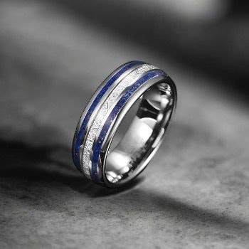 Ring Blue Beauty Lines Tungsten