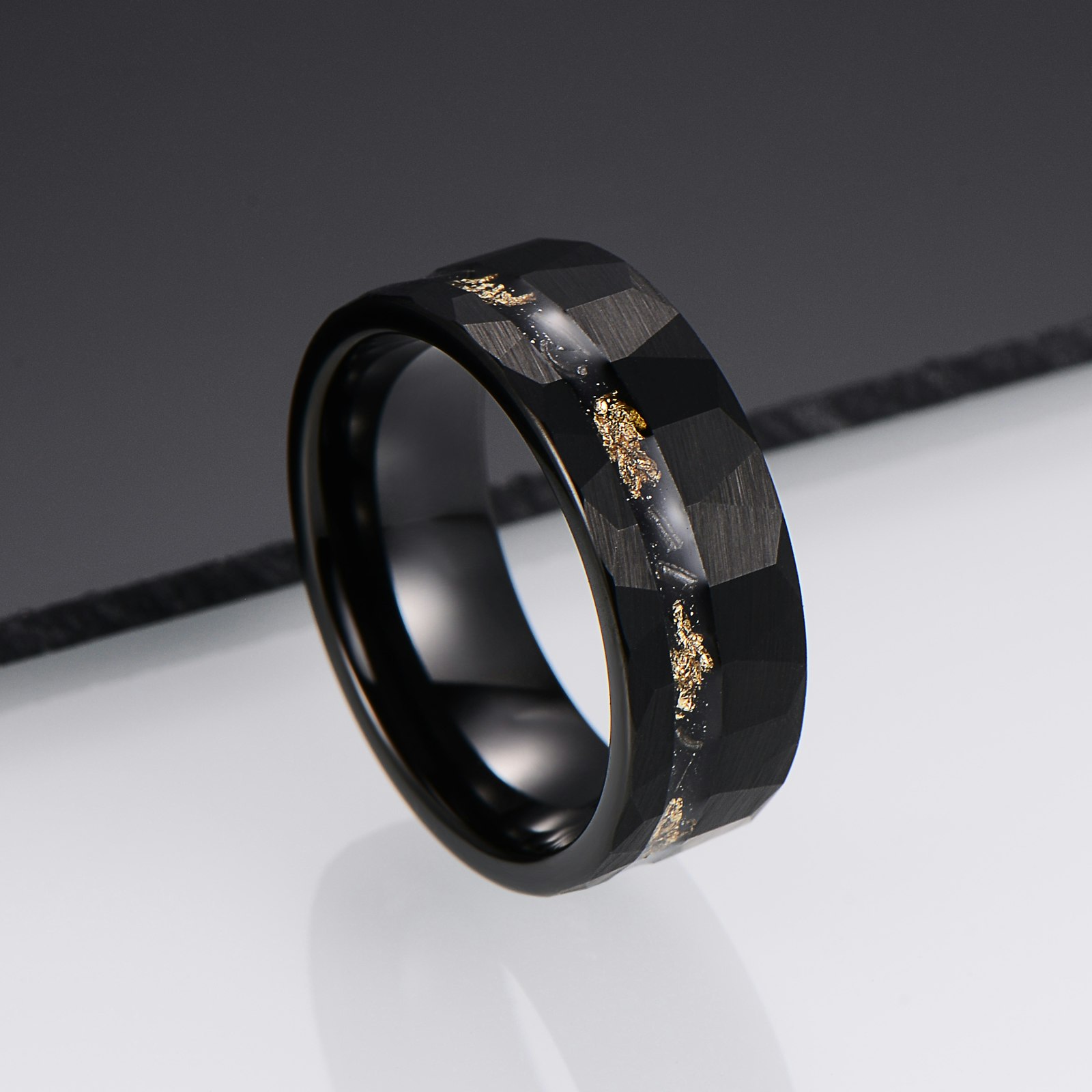 Ring Black Crystals Tungsten