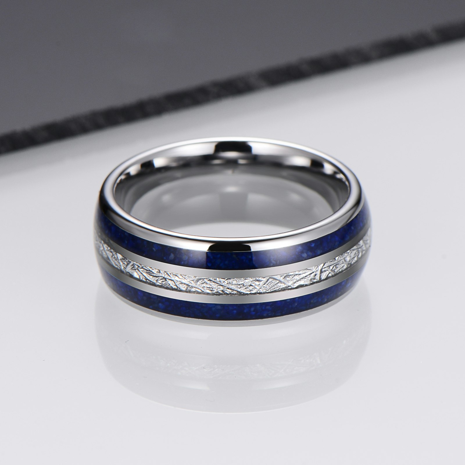 Ring Blue Beauty Lines Tungsten