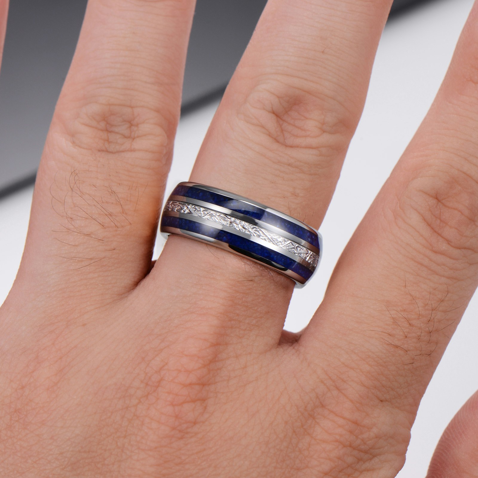 Ring Blue Beauty Lines Tungsten