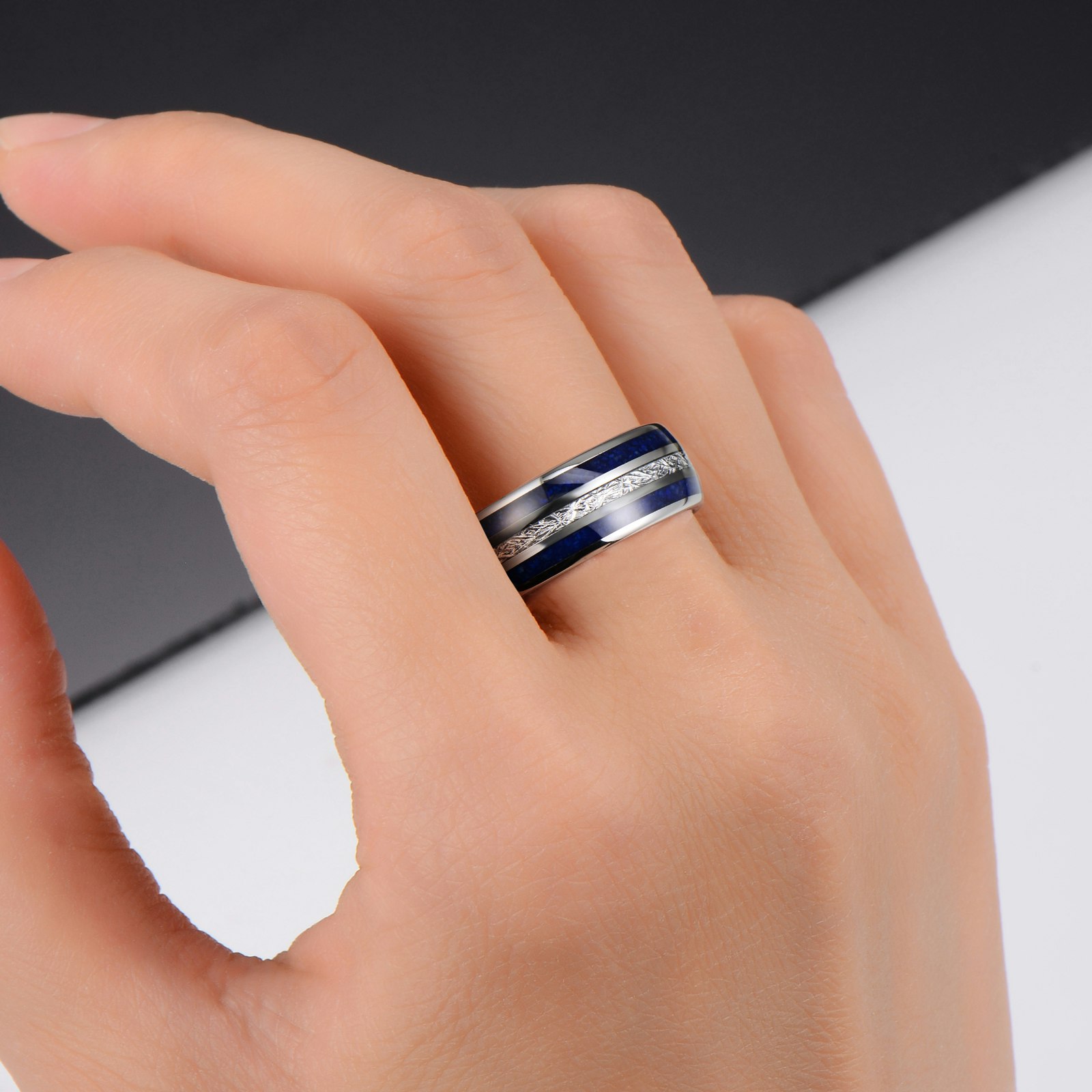 Ring Blue Beauty Lines Tungsten
