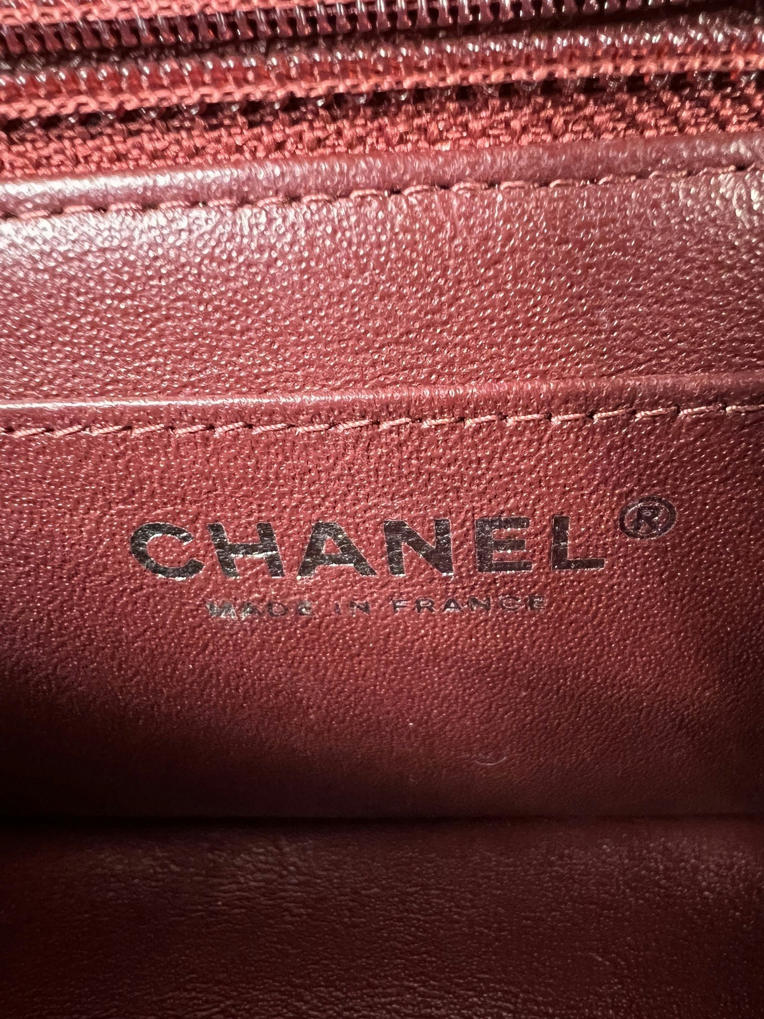 Chanel Classic mini burgundy silver tone hardware