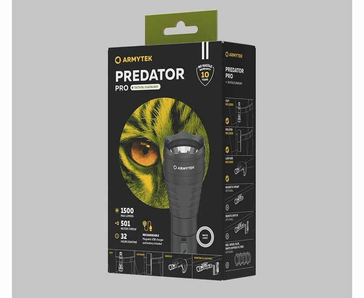 Armytek Predator Pro, Magnet Laddning - 1500 Lumen