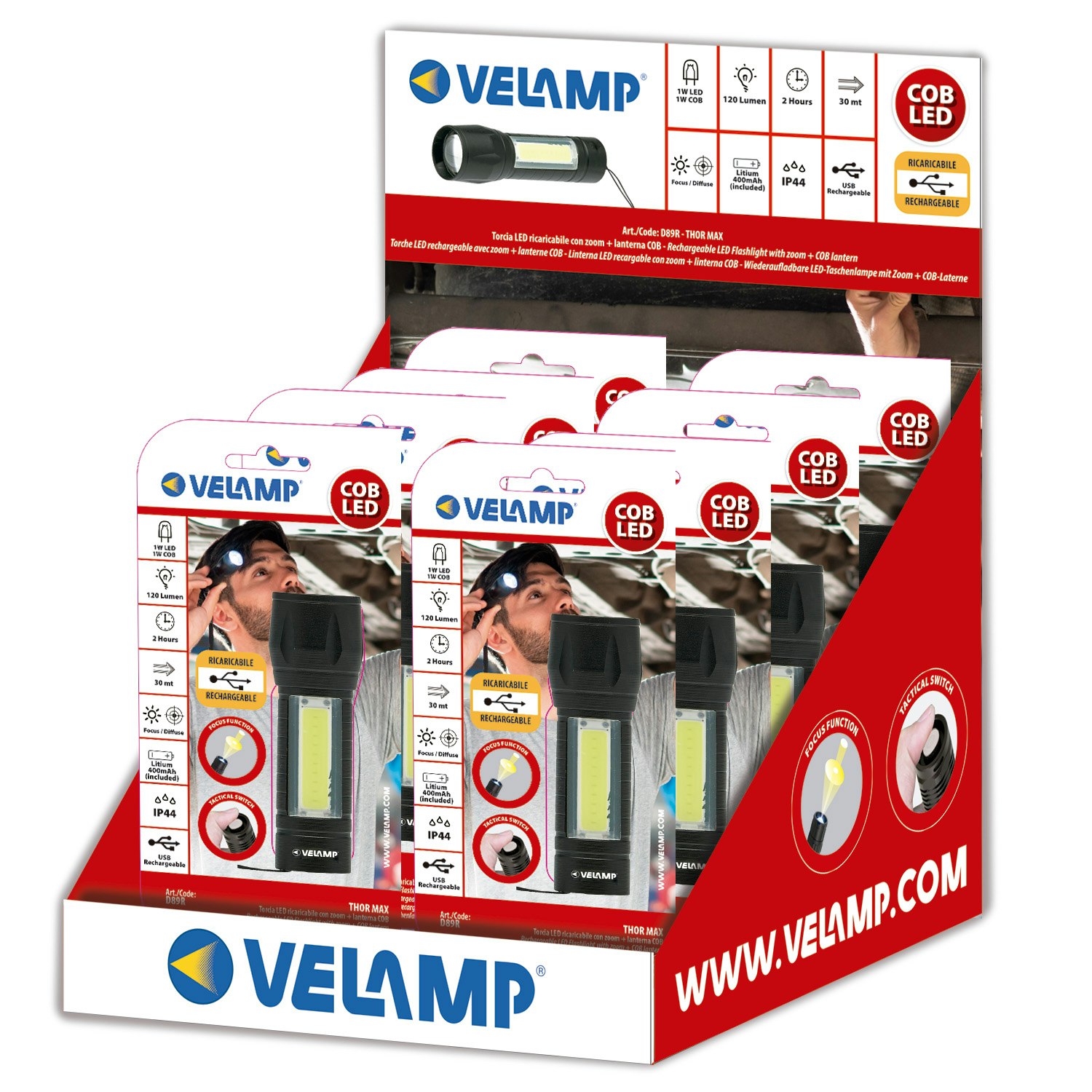 Velamp Ficklampa + sidoljus 120LM