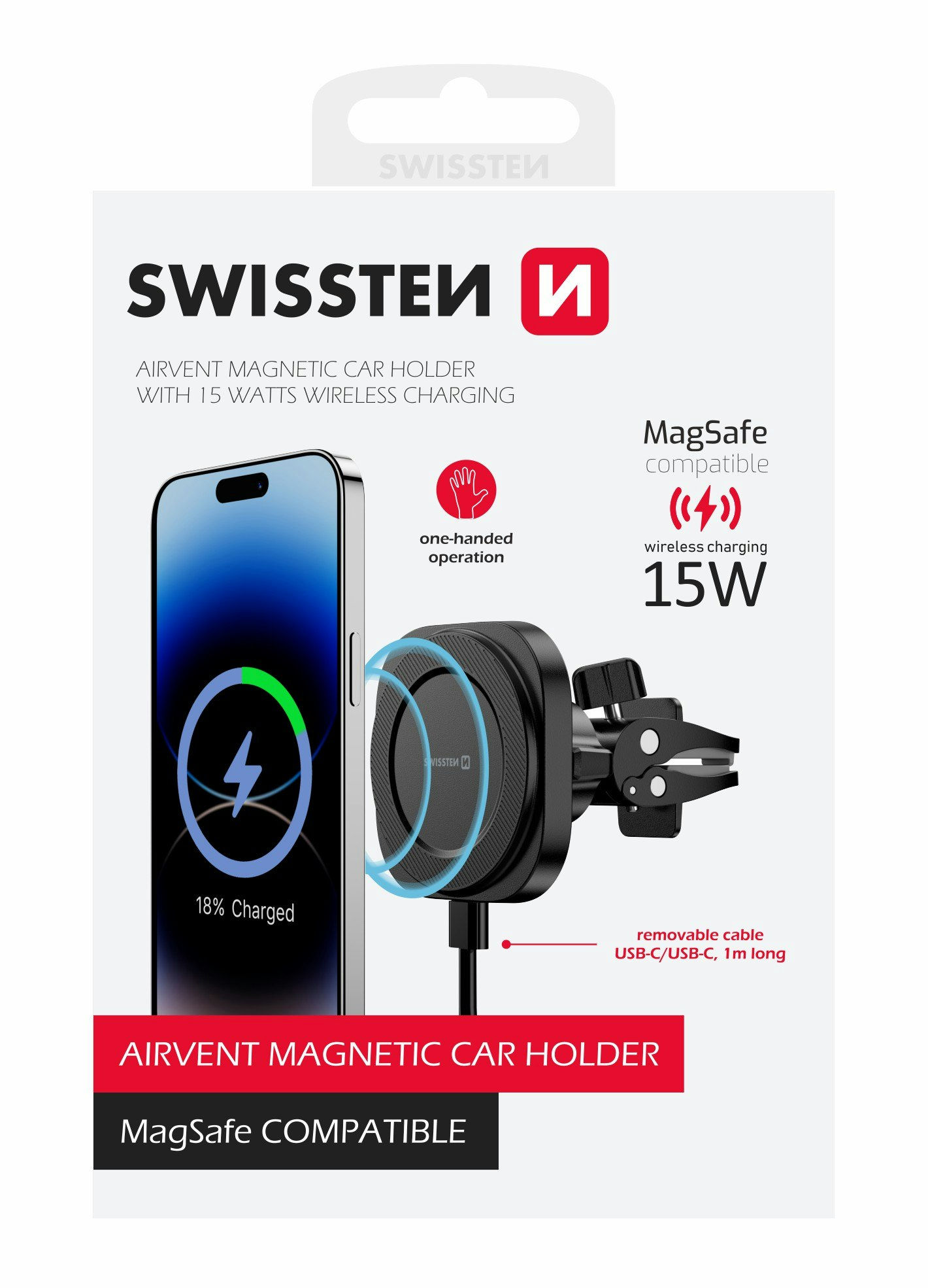 Swissten Magnetic Car Holder Wireless Charge Airvent