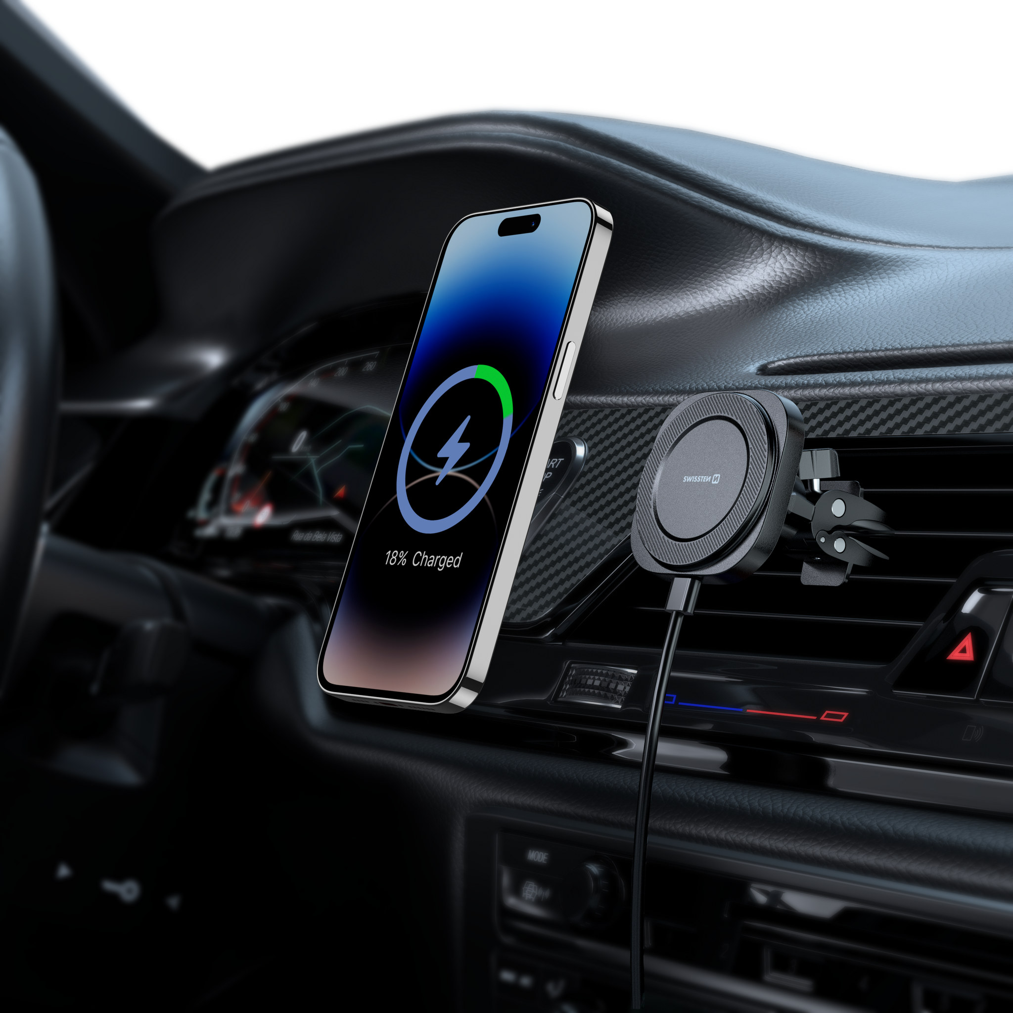 Swissten Magnetic Car Holder Wireless Charge Airvent