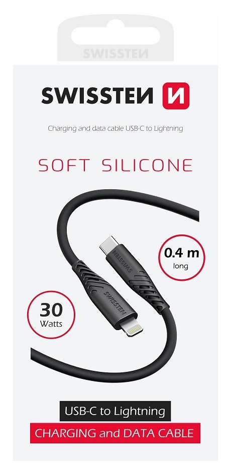 Swissten Soft Silicone USB-C/Lightning 0,4m