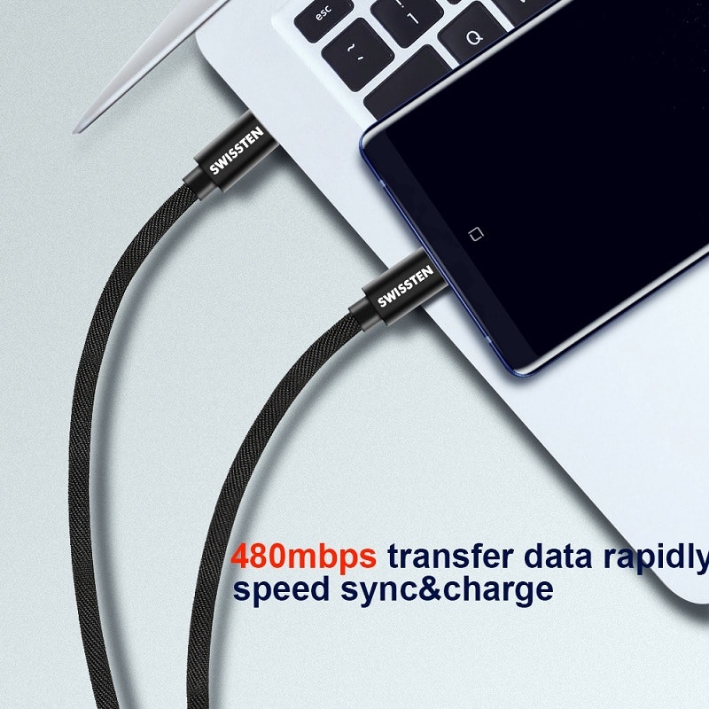 Swissten Textilkabel USB-C/USB-C 2m