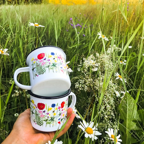 Mugg Sommarblomster inkl eko bomullspåse