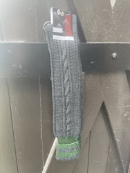 Knälång ullstrumpa , antracit / grön 0219