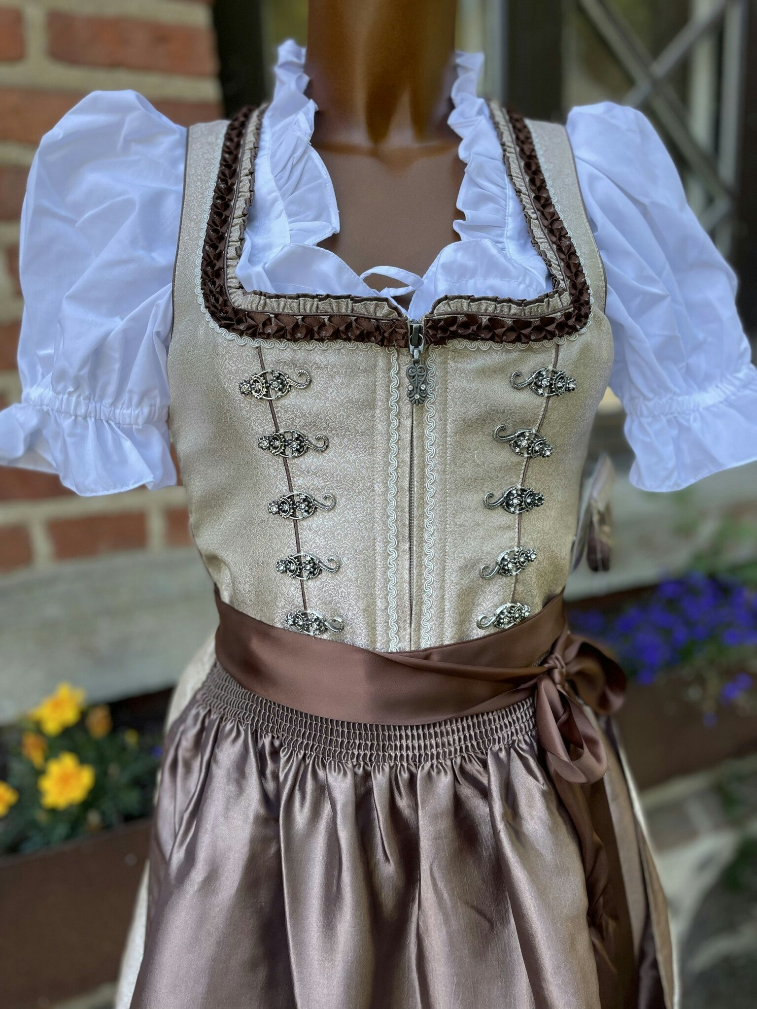 MarJo Trachten "Durach" Dirndlklänning , Taupe