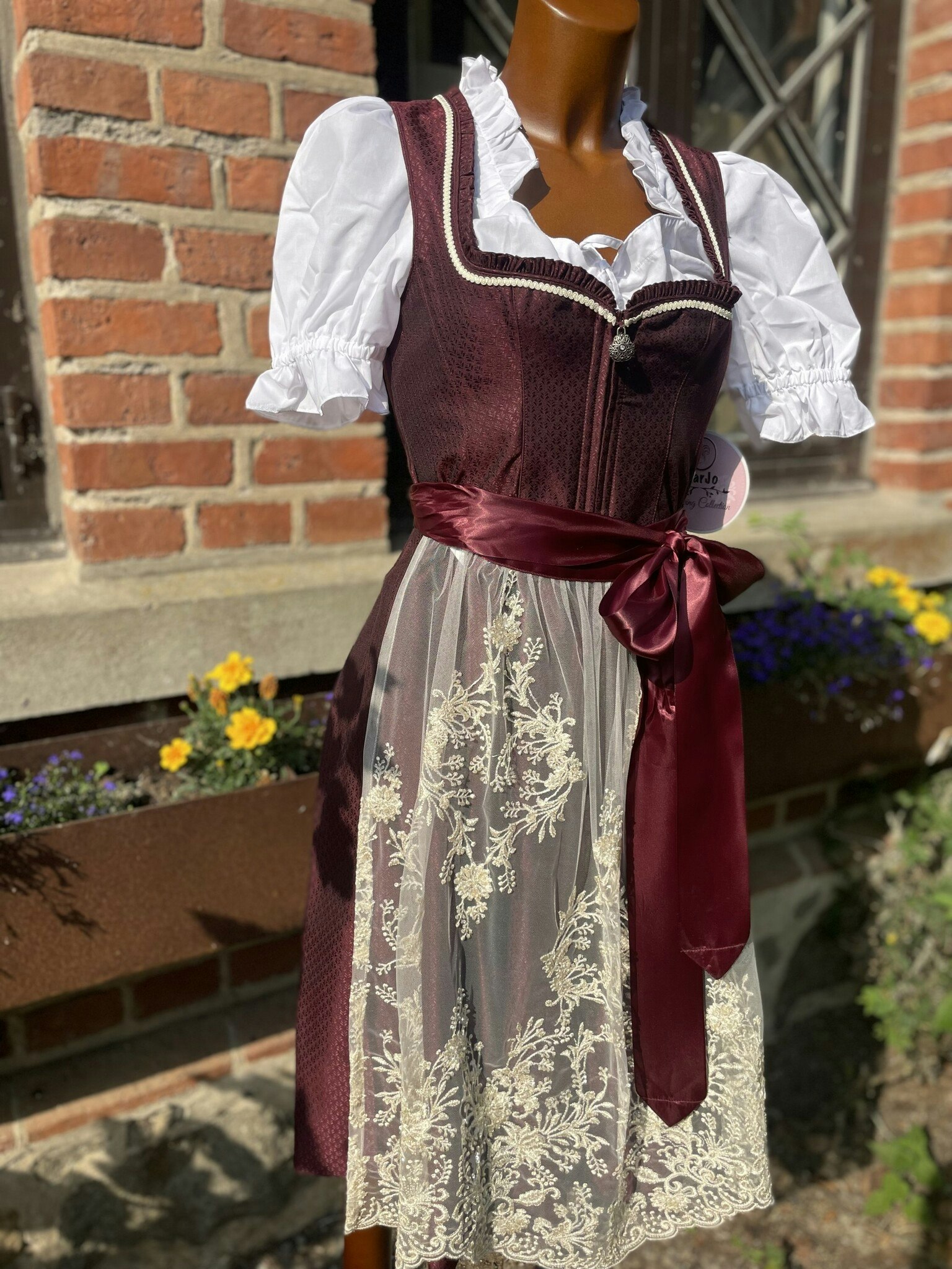 MarJo Trachten "Thiersheim" Dirndlklänning , Mahagoni/White