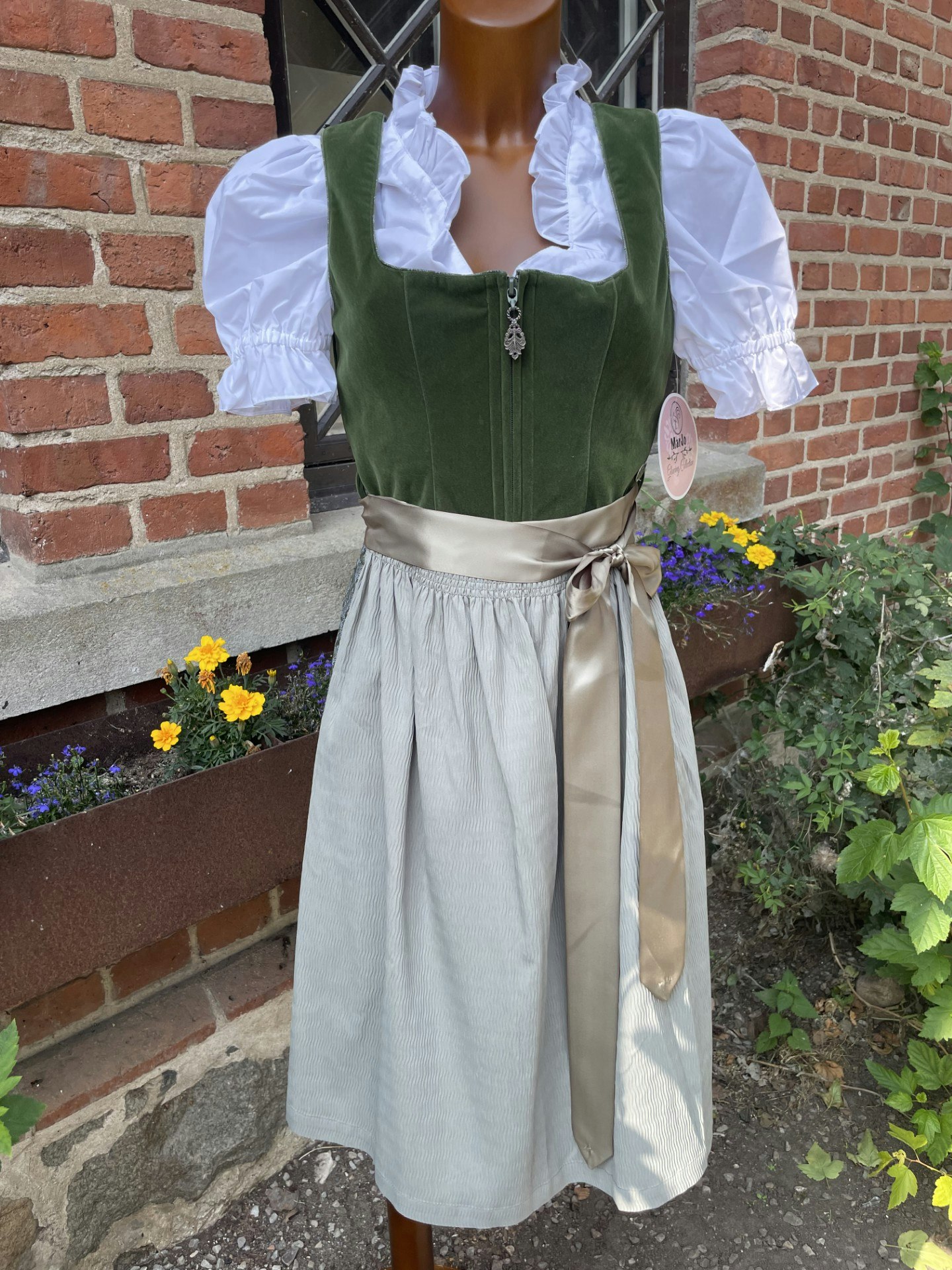 MarJo Trachten " Gerach " Dirndlklänning , Farn