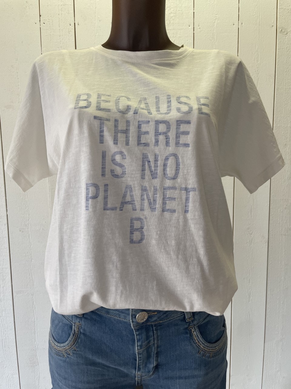 ECOALF t-shirt " Beacause there is no planet B " blå