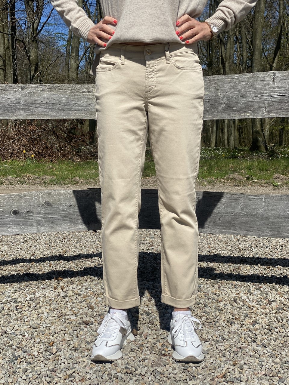 Cambio jeans "Piper Short" , beige - Lyckås Klädbutik