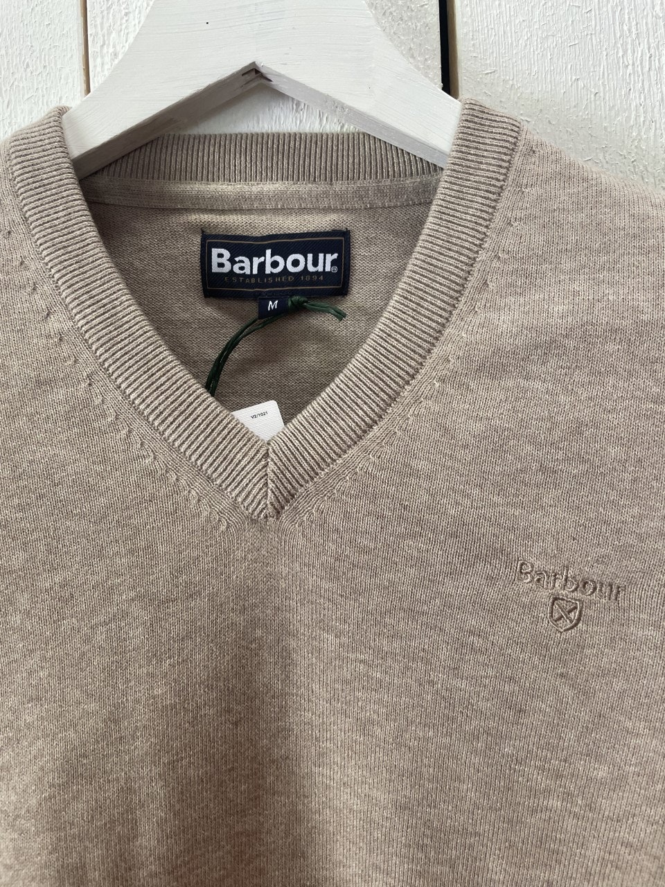 Barbour V-ringad bomullströja , Sand