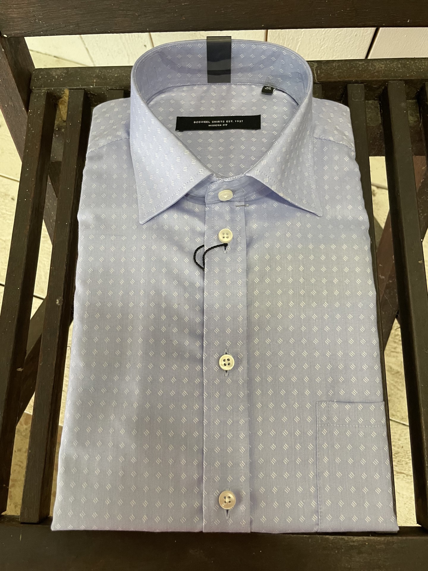 BOSWEEL  Långärmad skjorta " Modern Fit " , mönstrad ljusblå