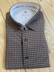 Desoto, Bomullskjorta "Brown Beige Geometrics " , långärmad