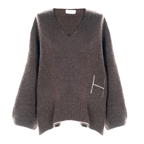 HÉST " Sofie V-neck" sweater , Brown