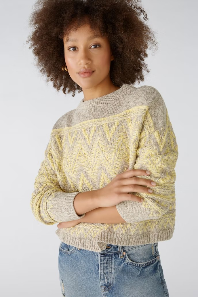 Oui " Jumper " , Yellow / Taupe