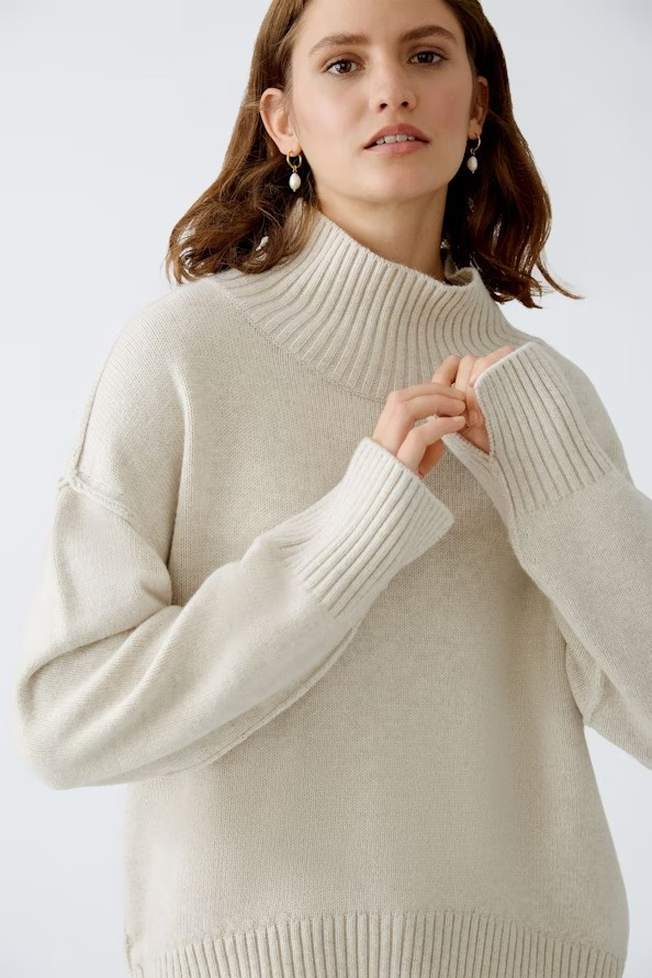 Oui " halvpolo " , light beige melange