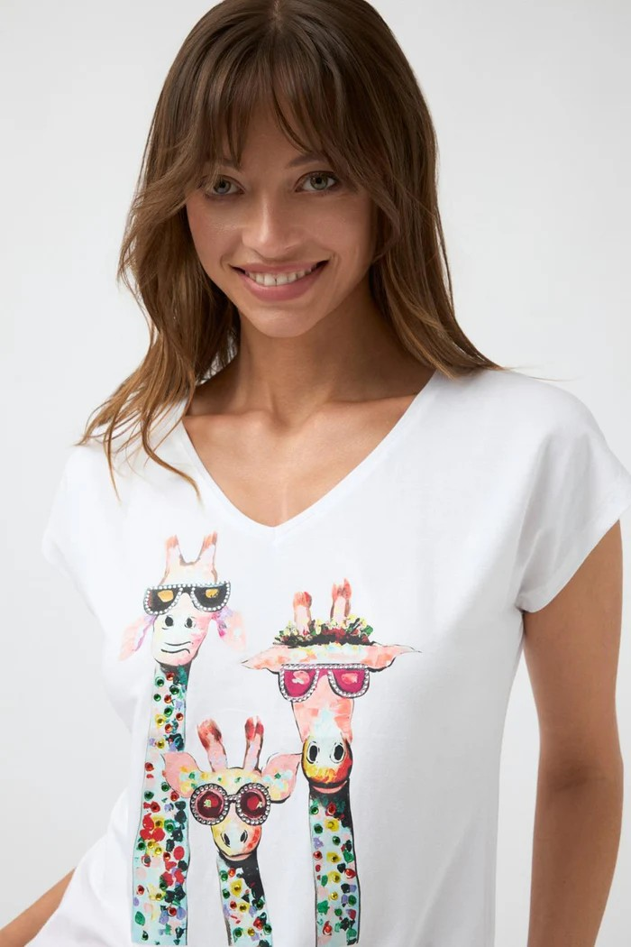 Tinta t-shirt " Chicago" , vit med multicolor