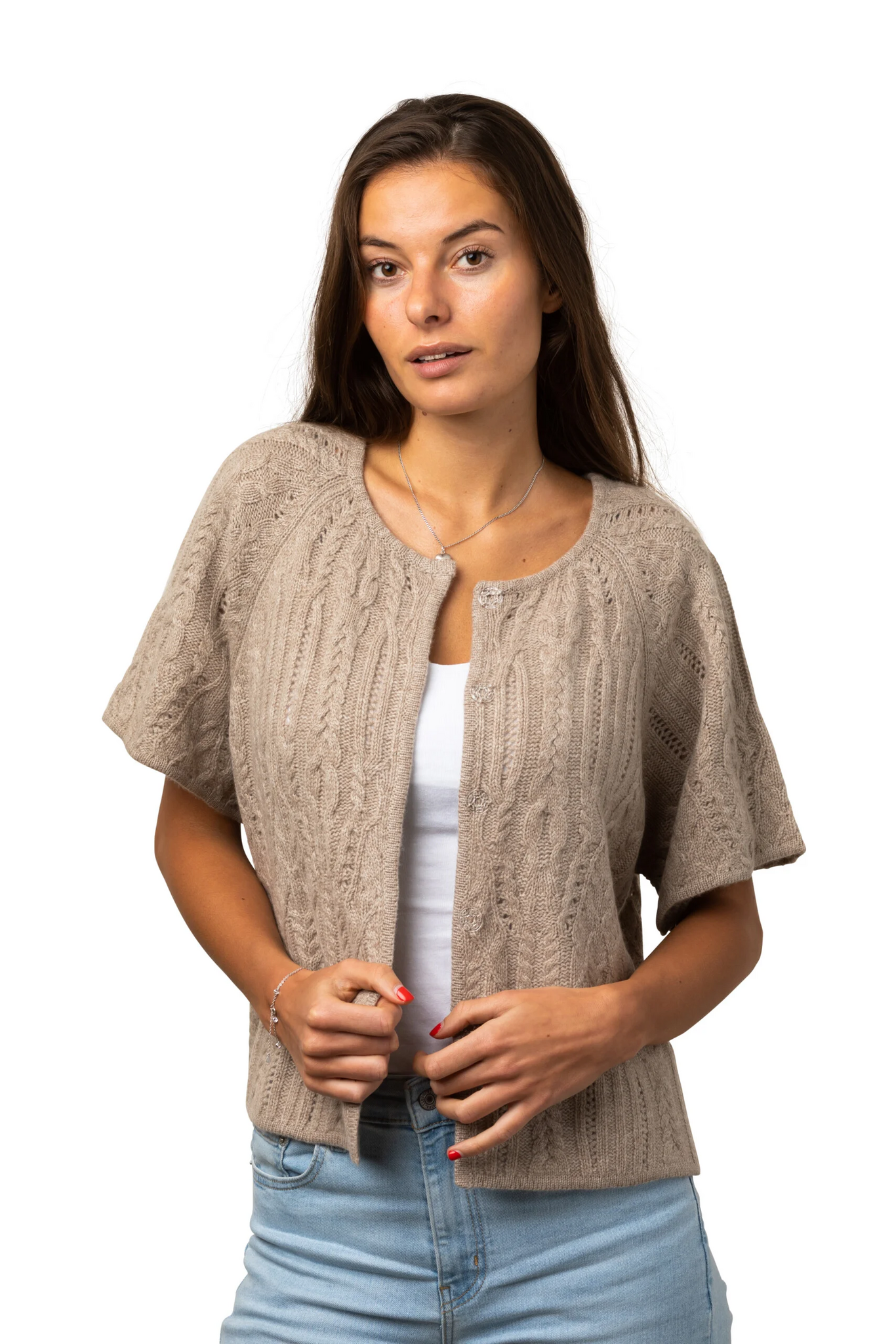 8Design Kofta "Filippa"  , Kort ärm, Linbeige