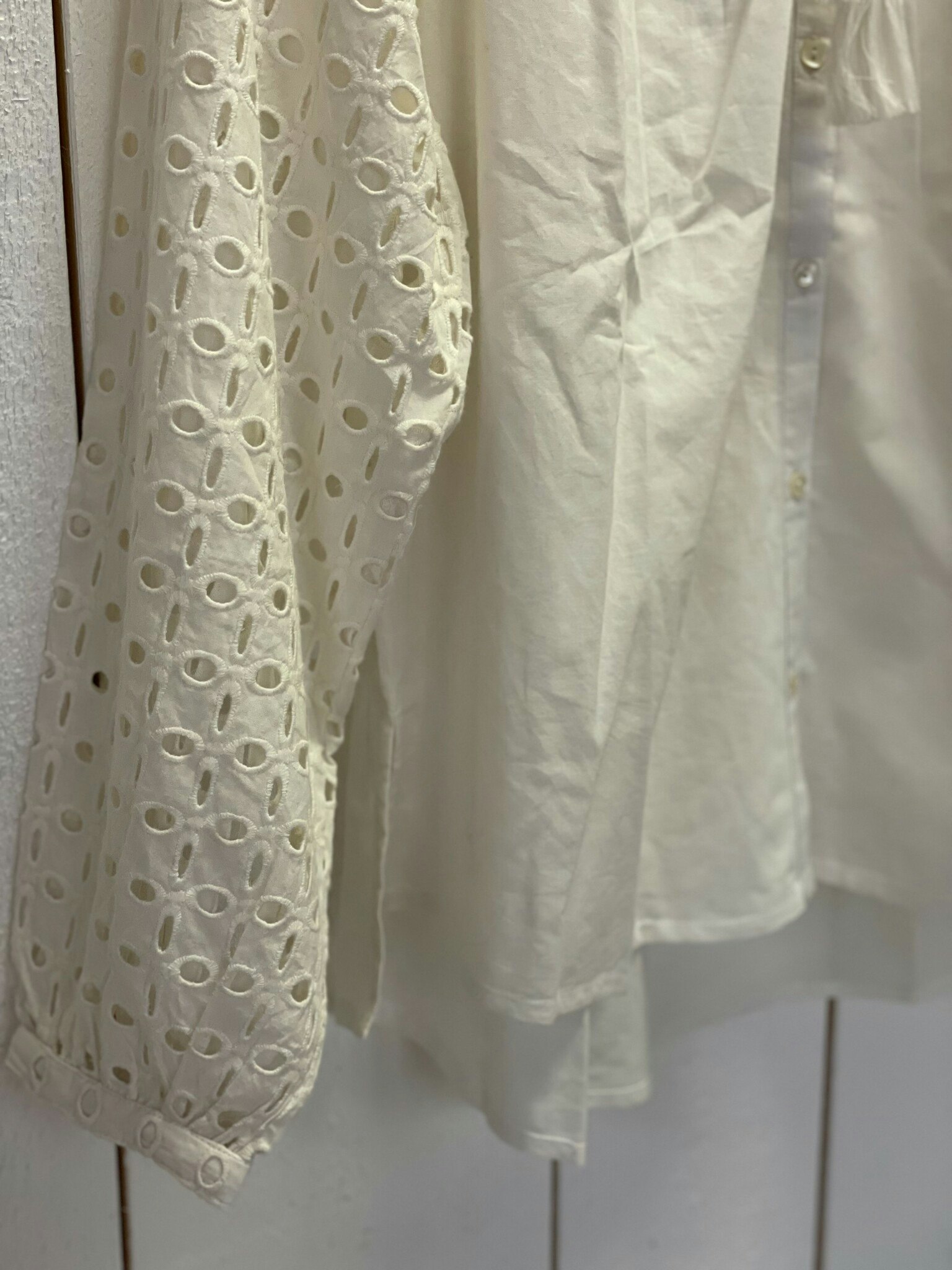 FUEGO Blus " Broderi anglais" , Ecru