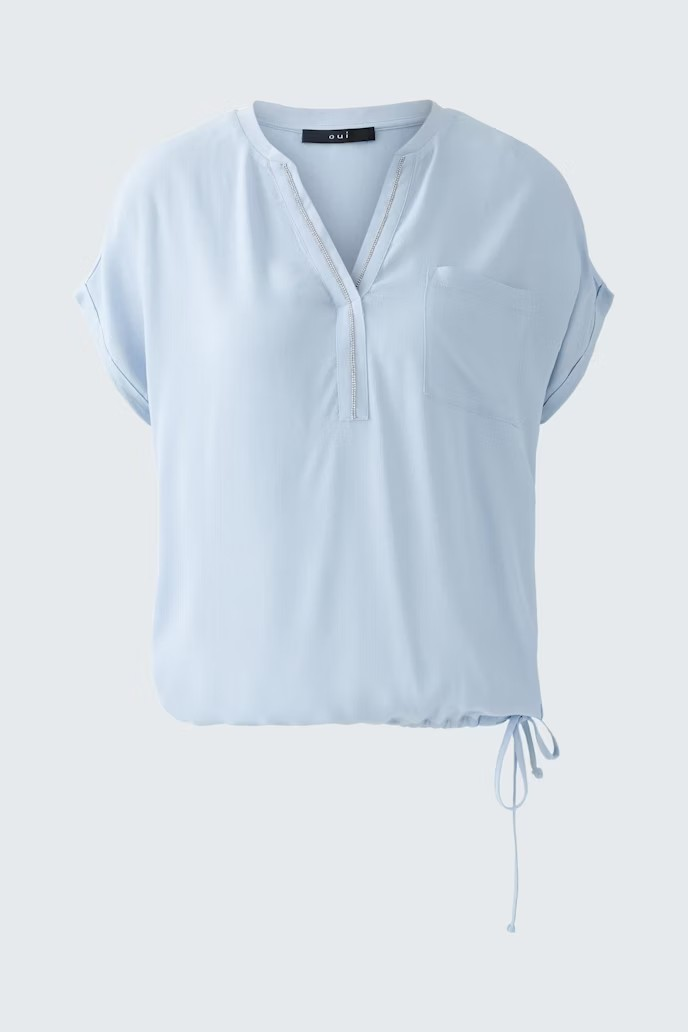 Oui V-ringad top " bling " , duvblå