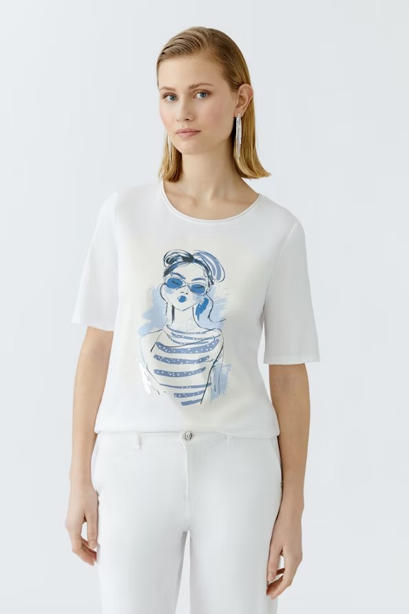 Oui T-shirt " Lola " Vit / ljusblå