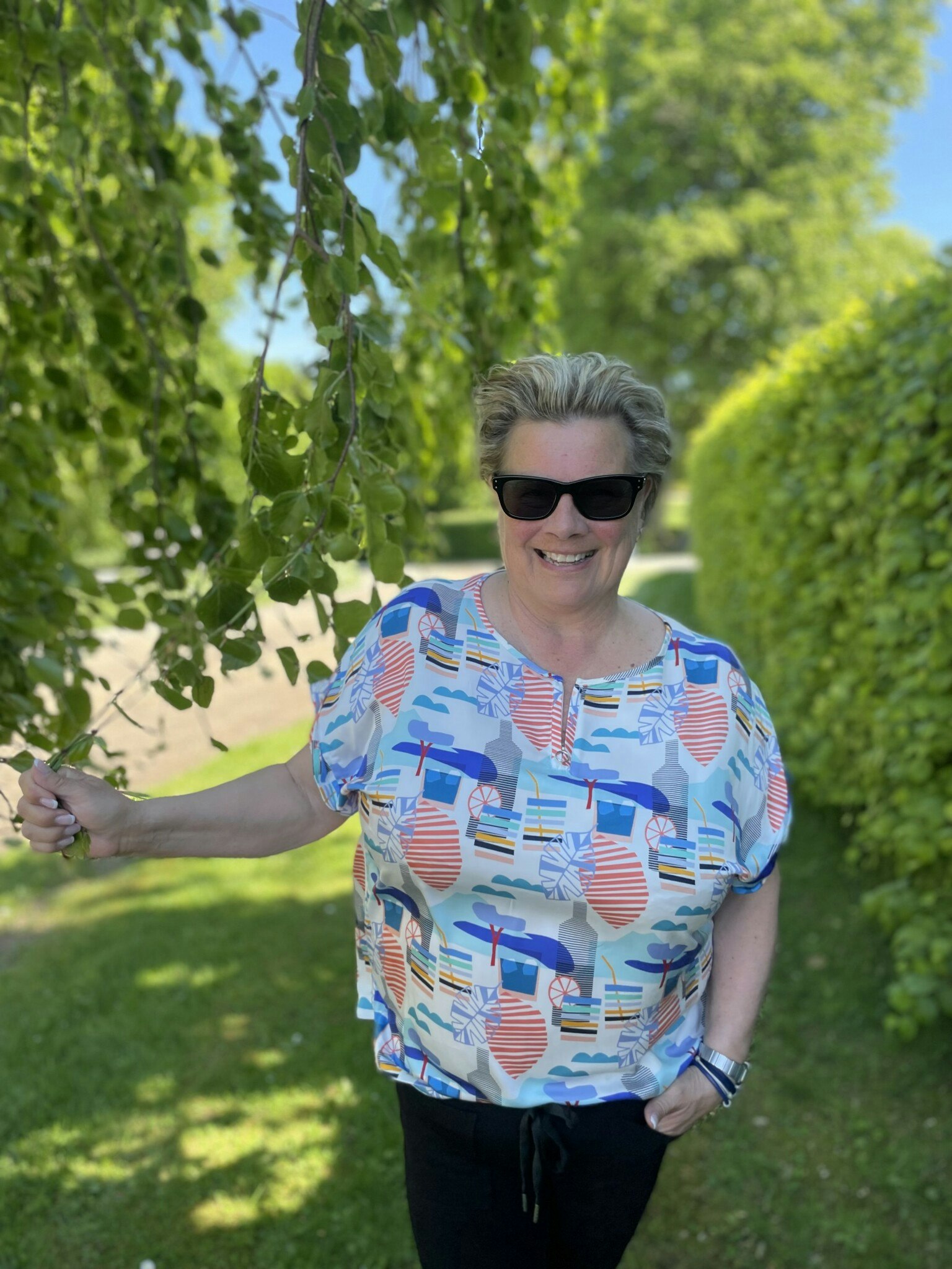 TINTA Blus/top "IRATI" , vit / blå