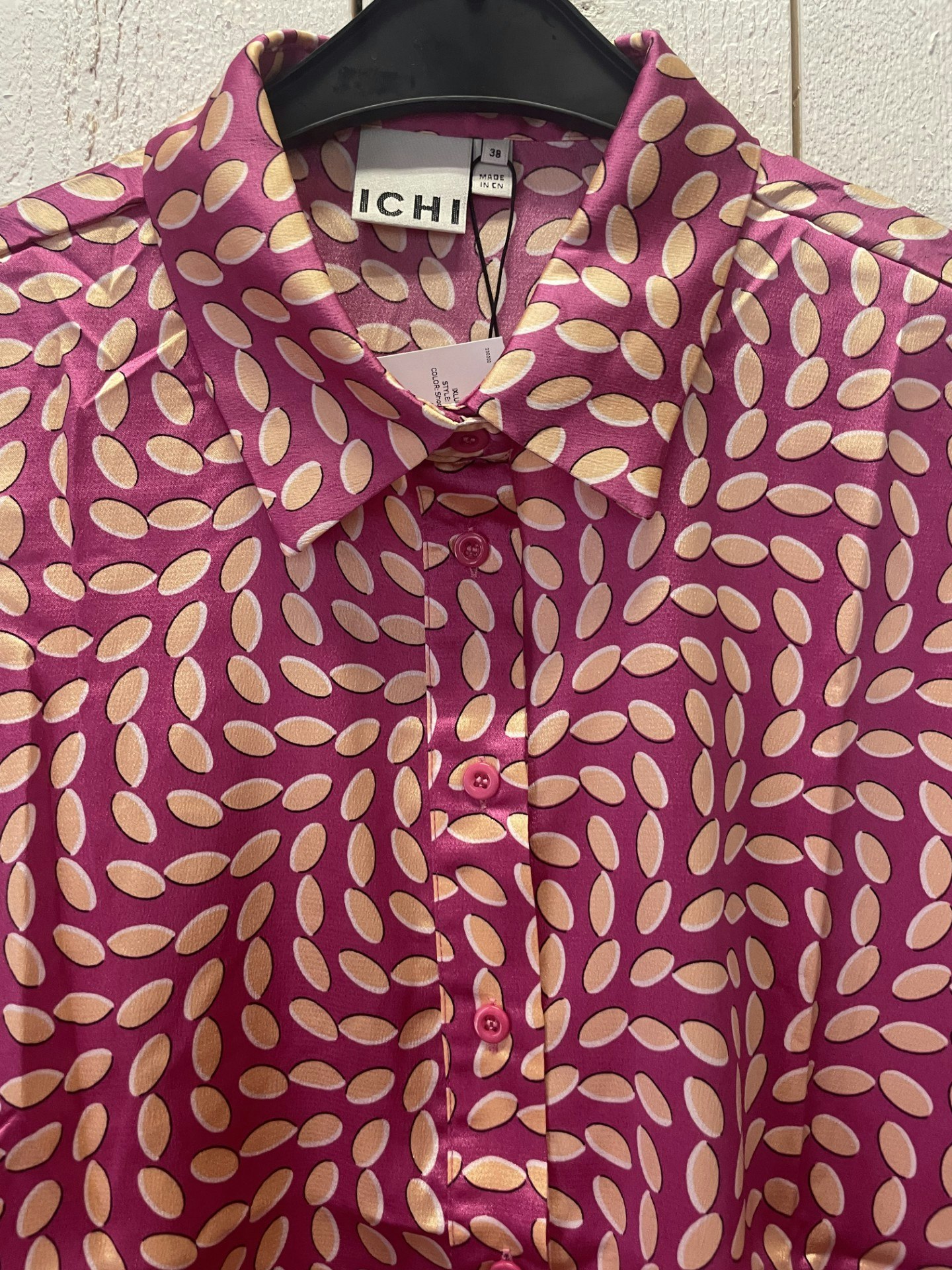 ICHI blus " Lucca" , Shocking Pink Print