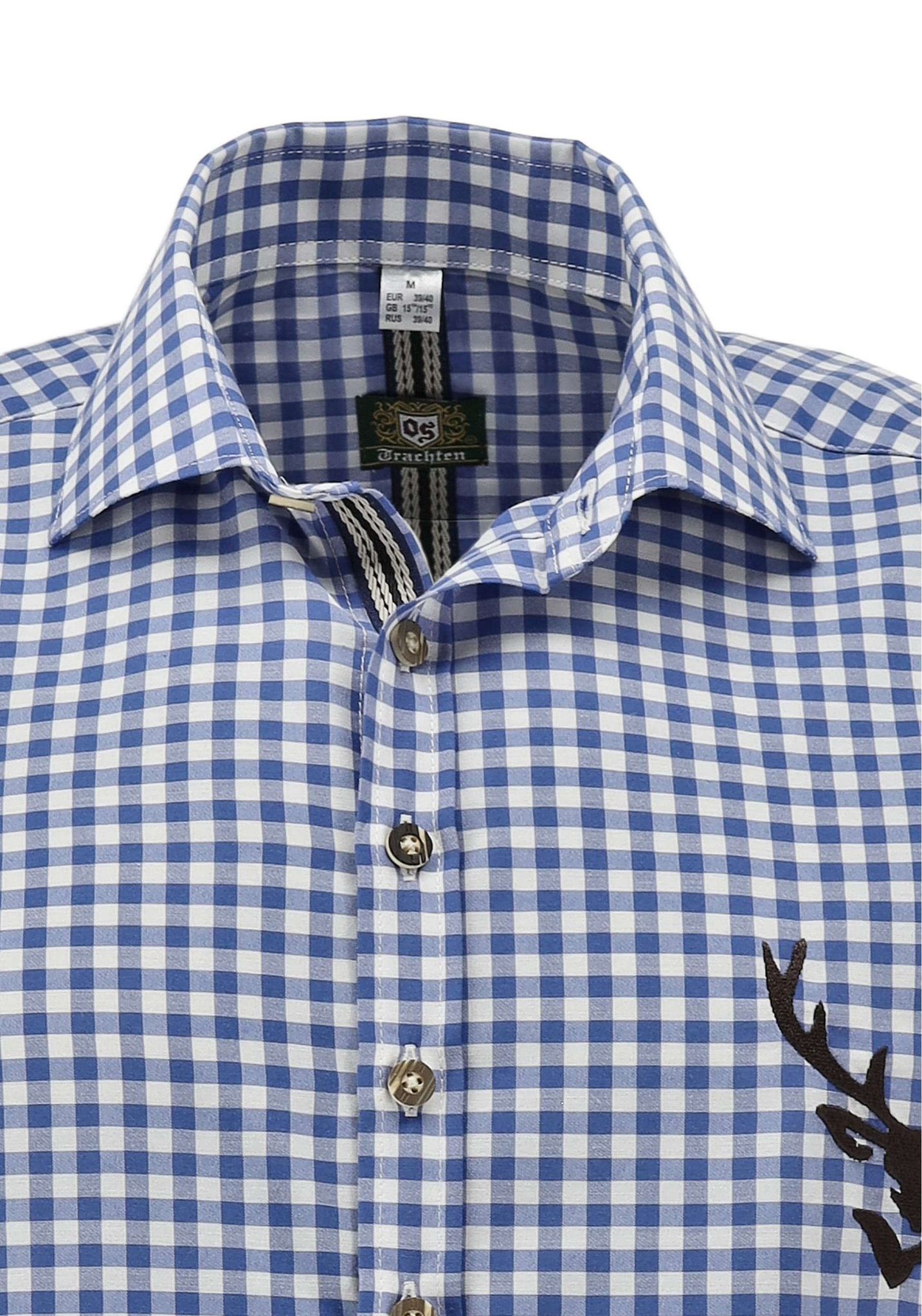 Herrskjorta "Blårutig med hjort", Slim Fit / OT