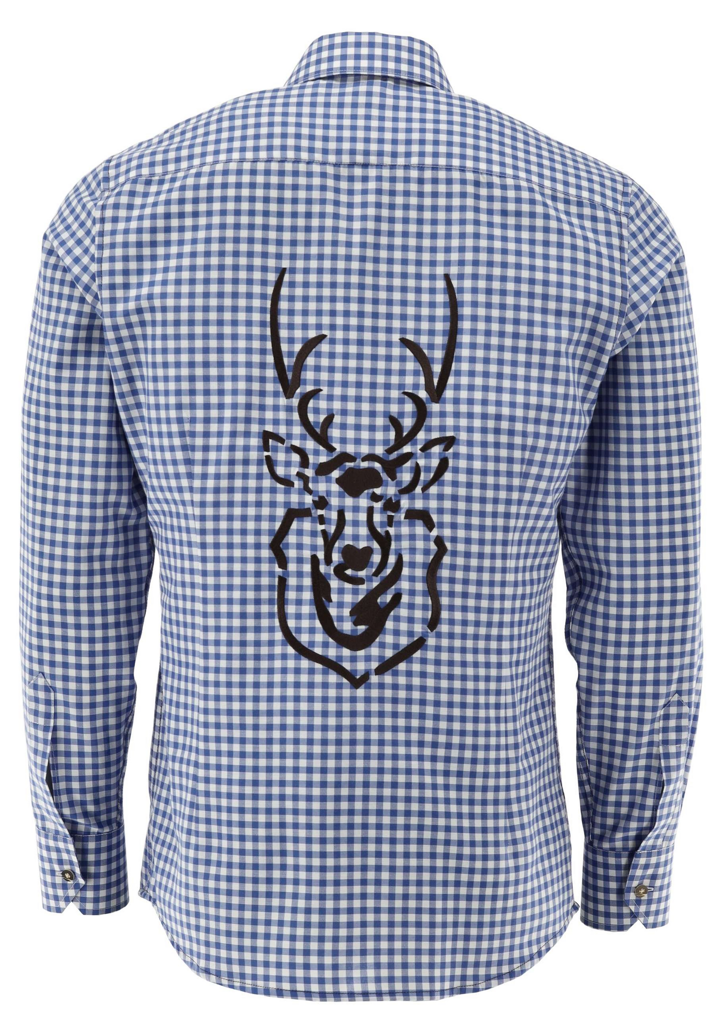 Herrskjorta "Blårutig med hjort", Slim Fit / OT