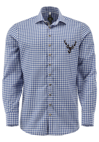 Herrskjorta "Blårutig med hjort", Slim Fit / OT