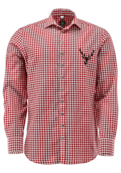 Herrskjorta "Rödrutig med hjort", Slim Fit / OT