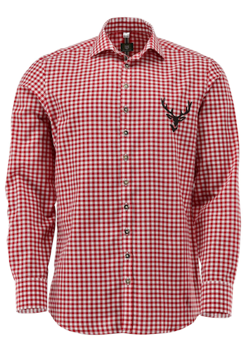 Herrskjorta "Rödrutig med hjort", Slim Fit / OT