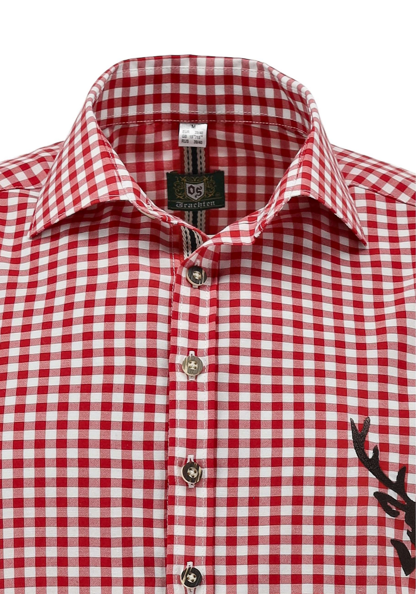 Herrskjorta "Rödrutig med hjort", Slim Fit / OT