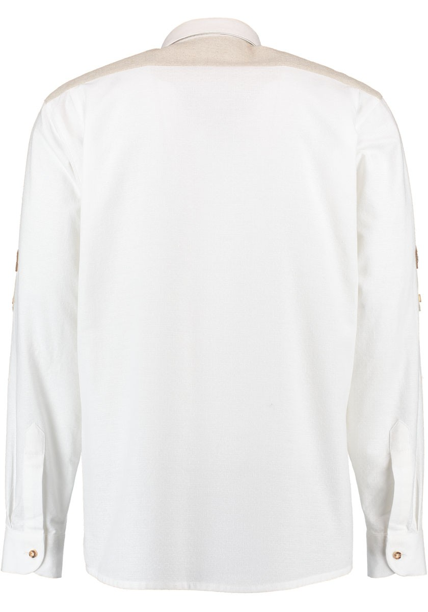 Herrskjorta "Vit, brunrutiga detaljer", Regular Fit / OT