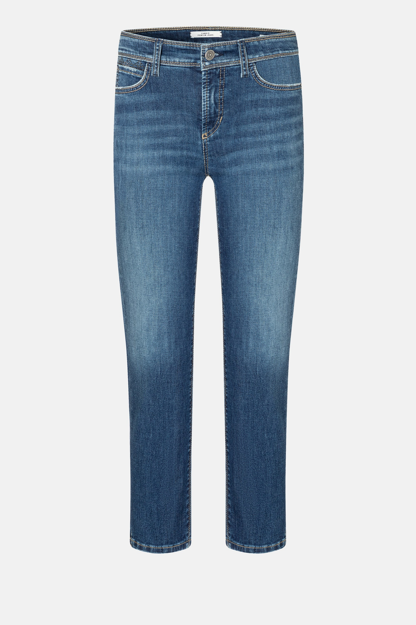 Cambio jeans "Piper Short" , mellanblå med strassdetalj ( 5162)