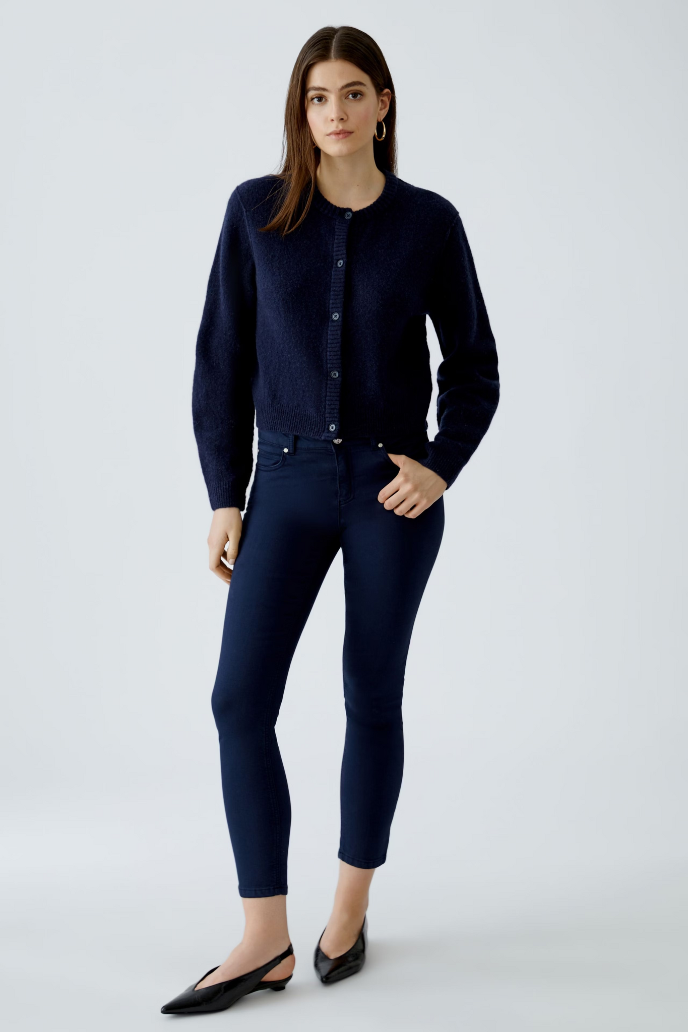 Oui byxa " Baxtor " , slim fit - cropped , Dark Blue