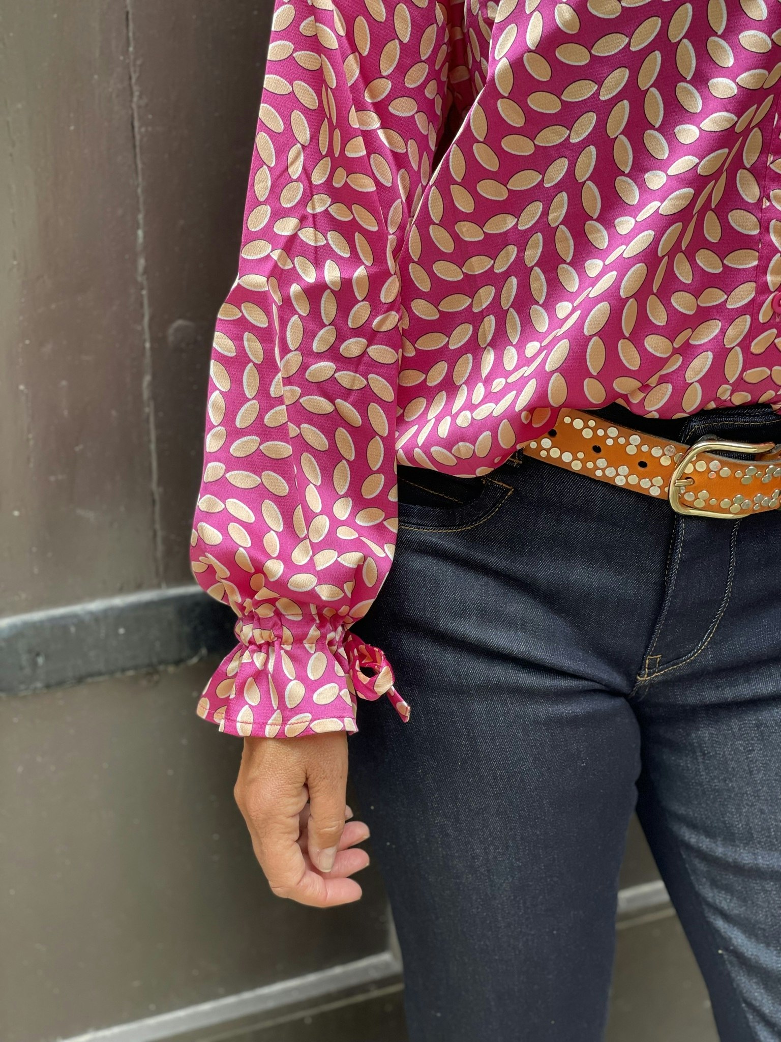 ICHI blus " Lucca" , Shocking Pink Print