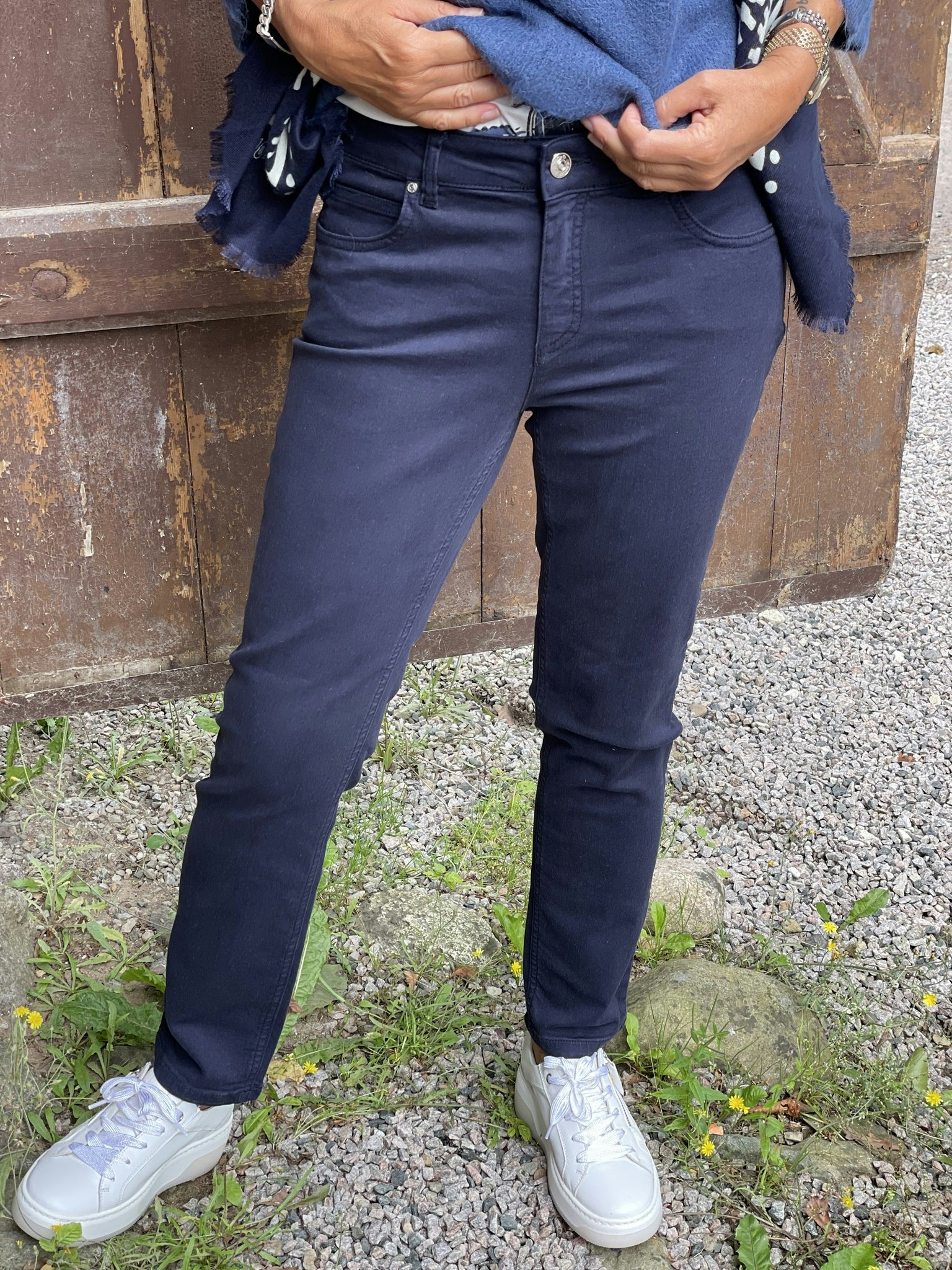 Oui byxa " Baxtor " , slim fit - cropped , Dark Blue