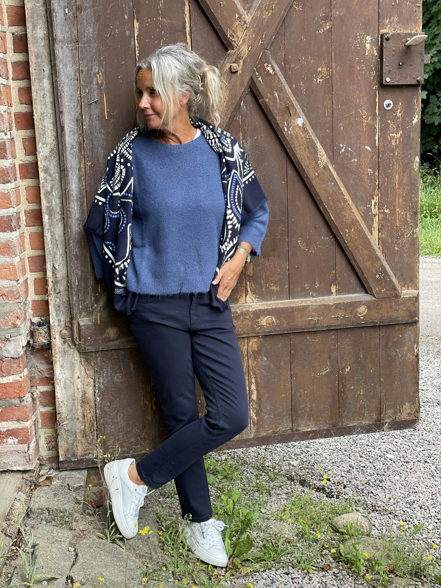 Oui byxa " Baxtor " , slim fit - cropped , Dark Blue