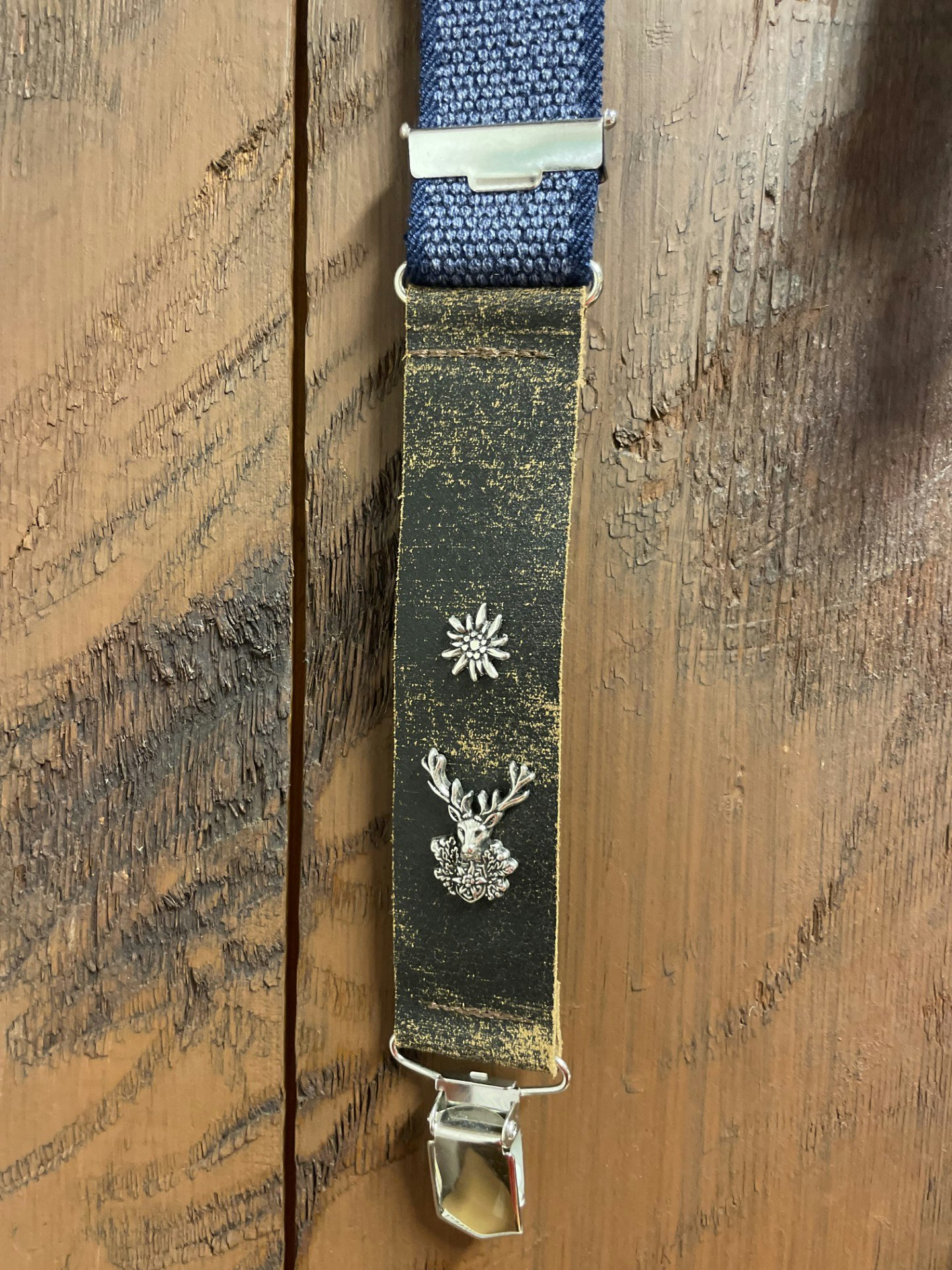 Hosenträger Leinen-Leder , blå