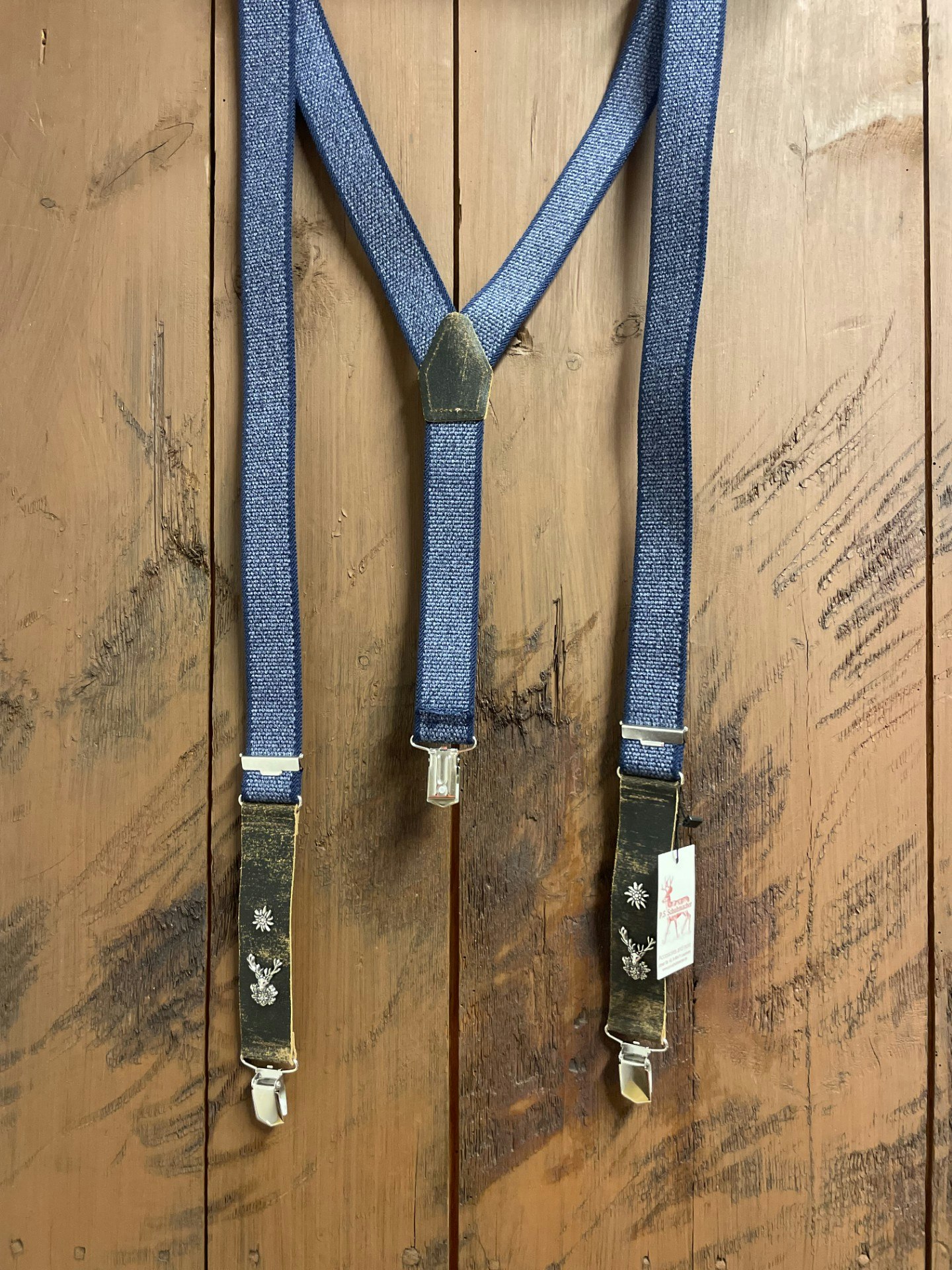 Hosenträger Leinen-Leder , blå