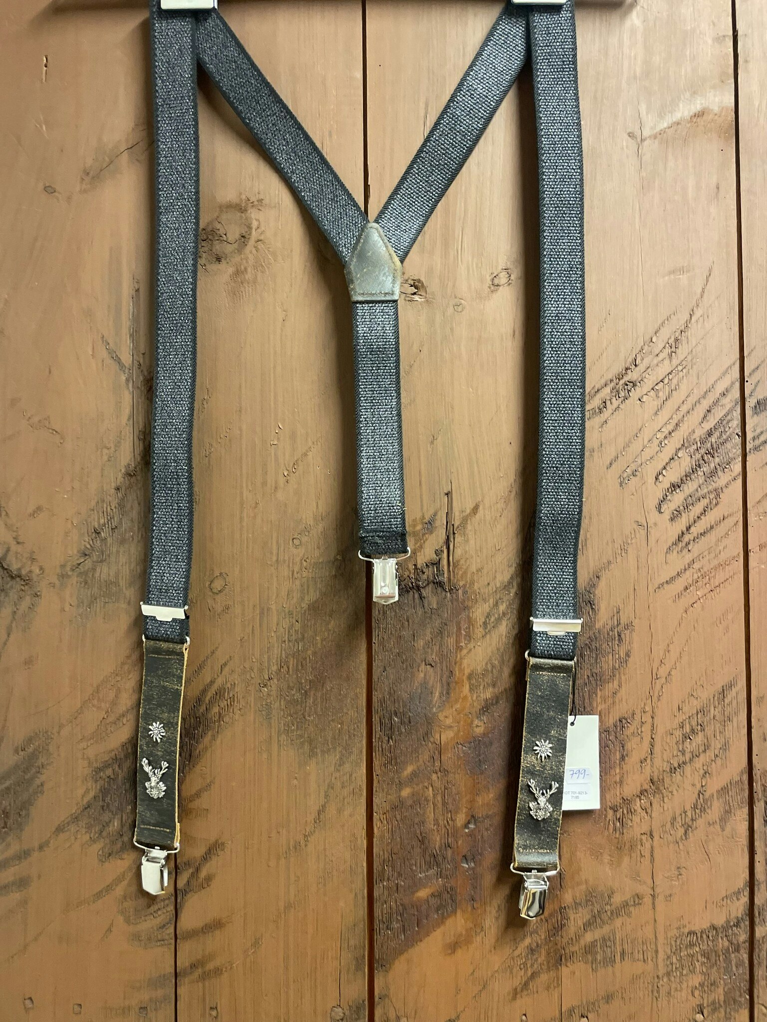 Hosenträger Leinen-Leder , grå