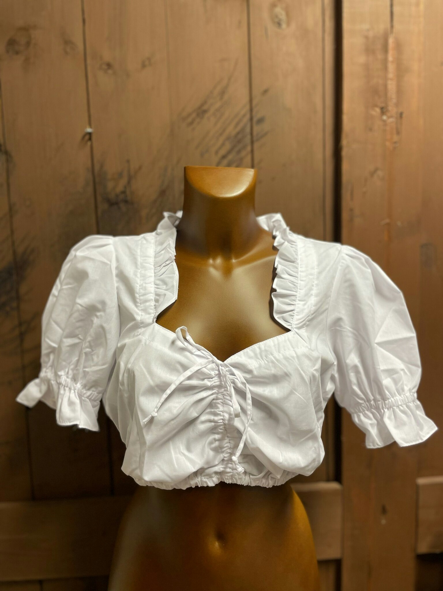 OS Trachten Dirndl blus kort ärm, vit