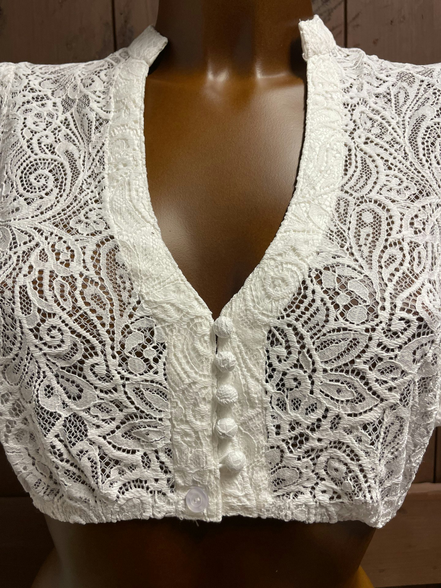 Krüger " V-ring" Spets Dirndl blus , ecru